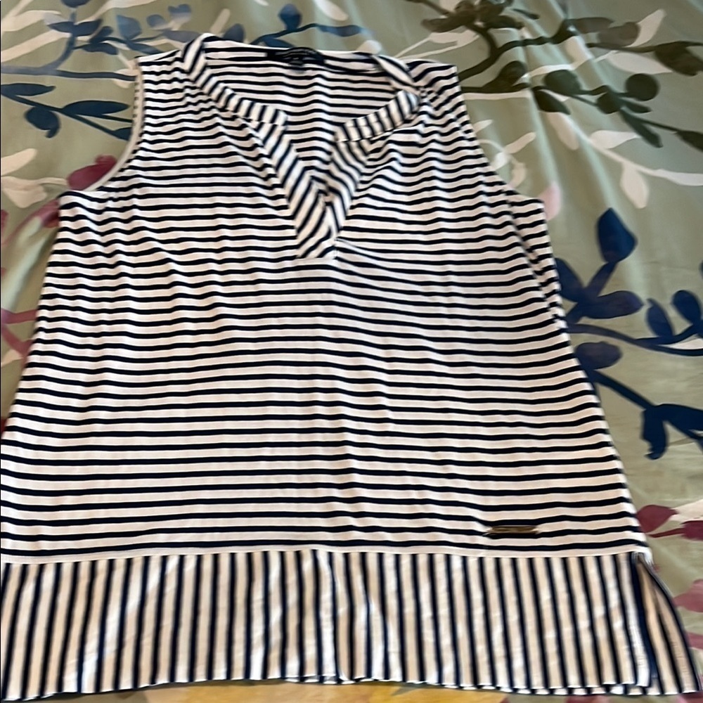 Striped V neck long tank